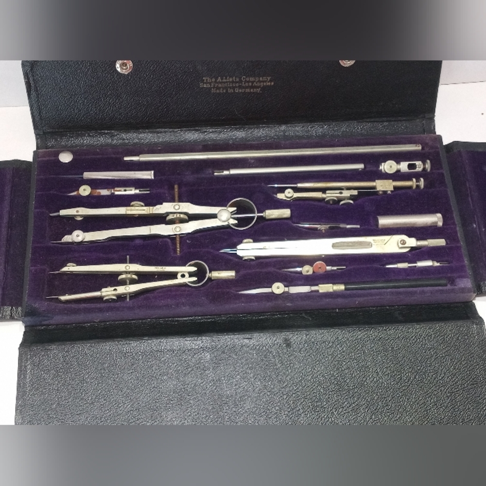 Vintage Lietz Universal Drafting Set Germany 1630-LB 14 Pc Engineers Architects